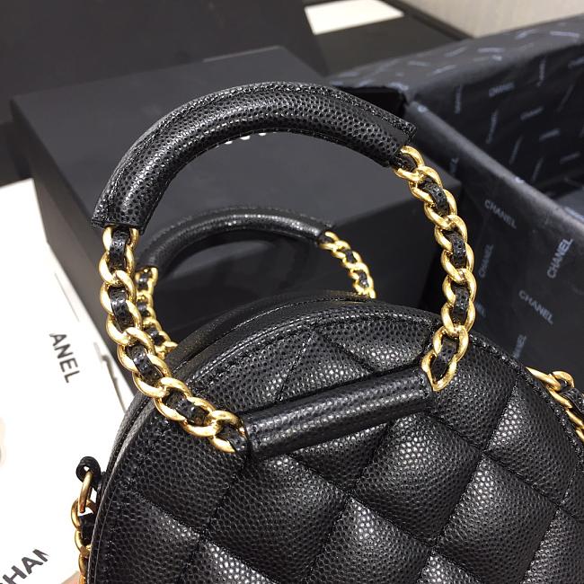 Ch**el woven chain handle round bag black ap1176 12 x 12 x 5 cm