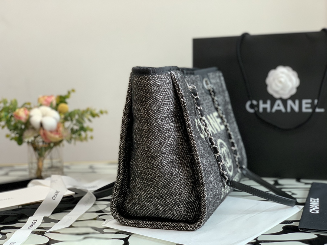 Ch**el deauville tote bag black 34 cm