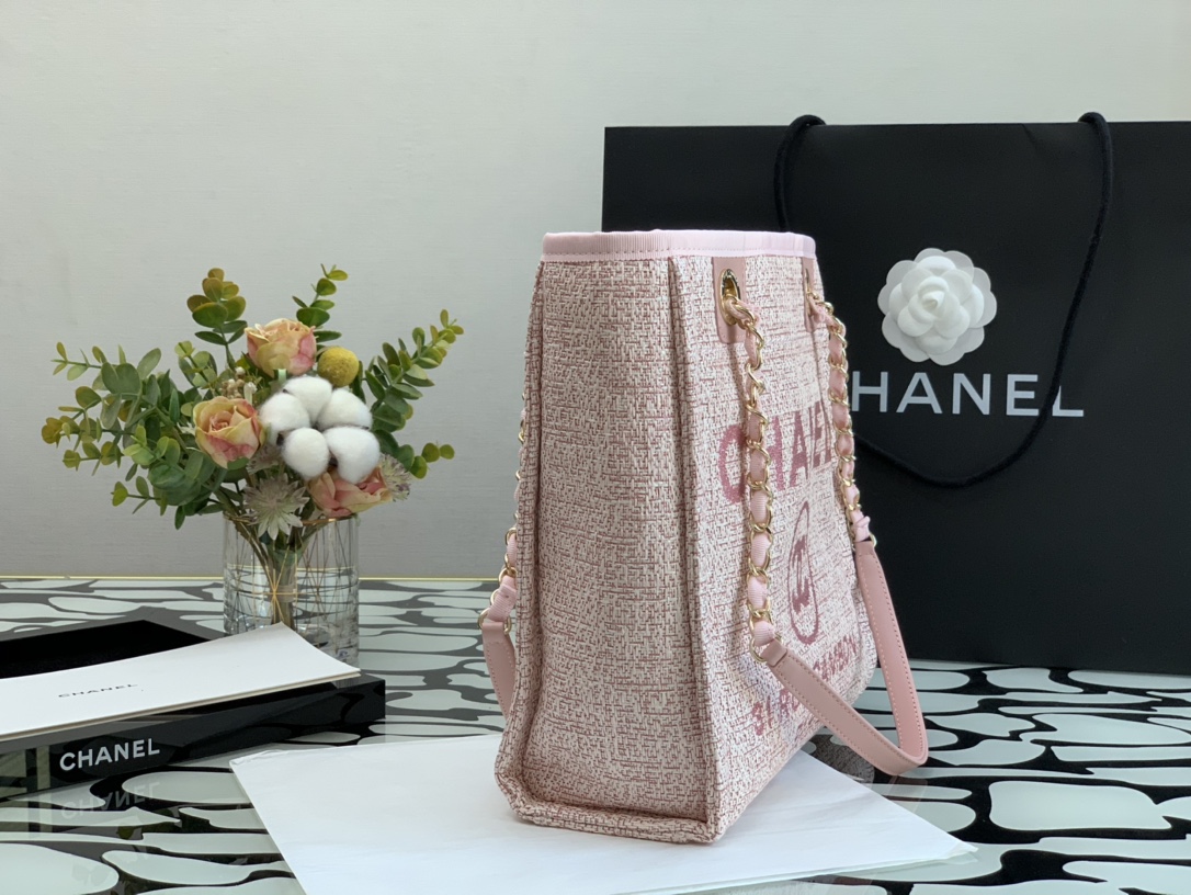 Ch**el deauville tote bag pink 28 cm