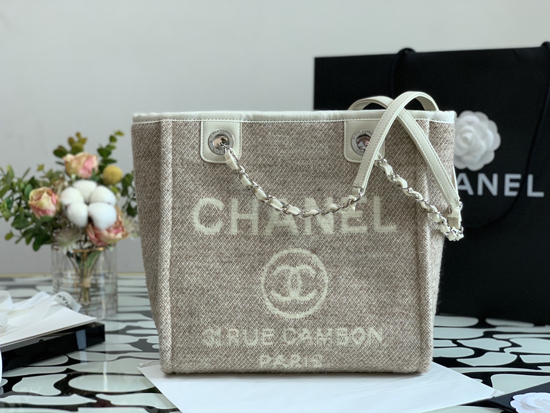 Ch**el deauville tote bag grey 28 cm