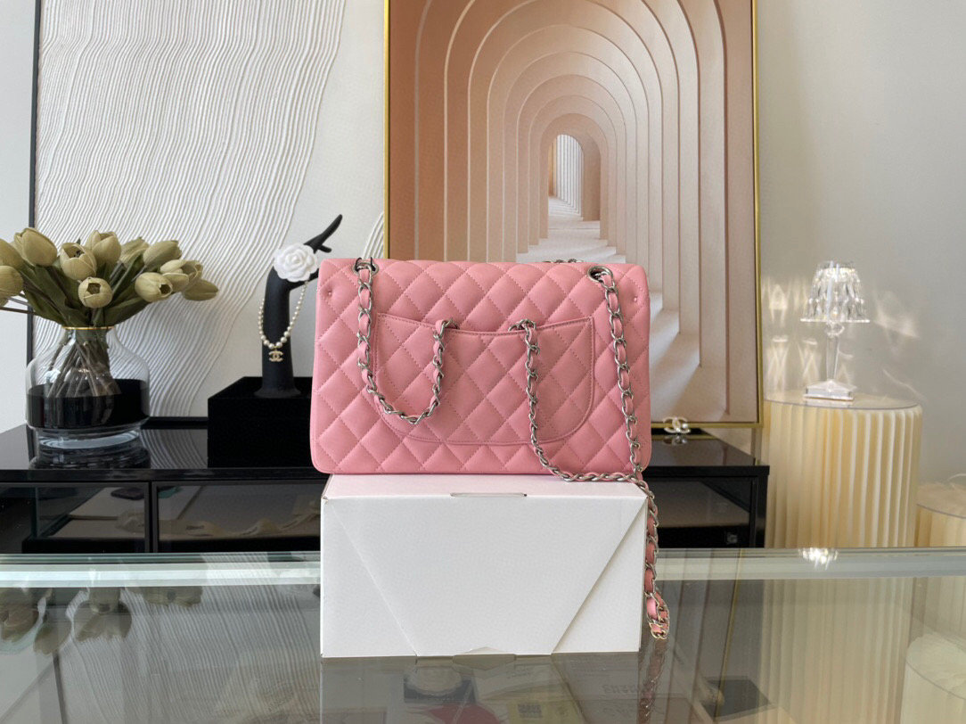 Ch**el classic double flap bag lambskin light pink a01112 25.5 cm