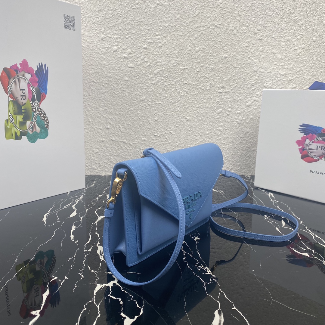 Pra*a mini saffiano leather bag astral blue 1bp020 20 x 12 x 4 cm