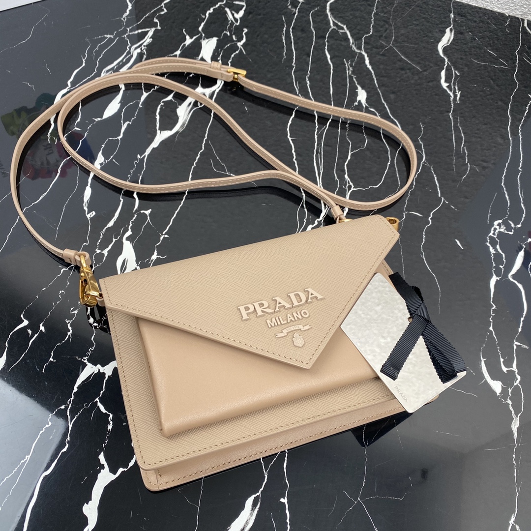 Pra*a mini saffiano leather bag beige 1bp020 20 x 12 x 4 cm
