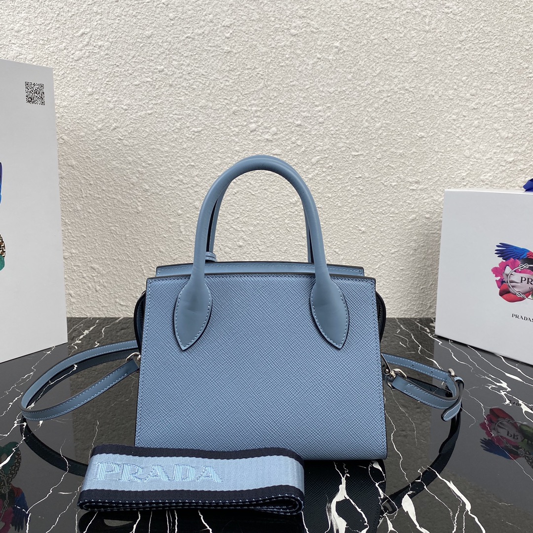 Pra*a saffiano leather monochrome bag astral blue 1ba269 22 x 16.5 x 11.5 cm