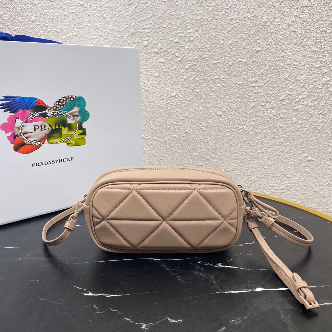 Pra*a mini spectrum quilted nappa leather light beige 1dh046 10 x 19 x 5.5 cm