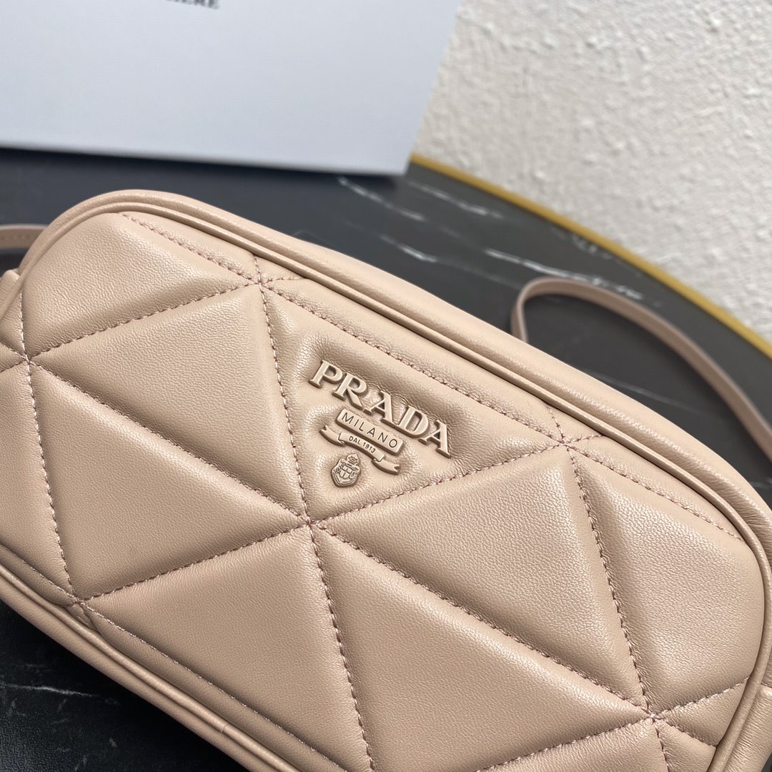 Pra*a mini spectrum quilted nappa leather light beige 1dh046 10 x 19 x 5.5 cm