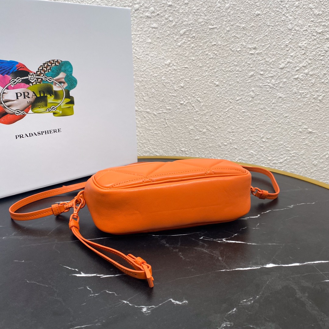 Pra*a mini spectrum quilted nappa leather orange 1dh046 10 x 19 x 5.5 cm