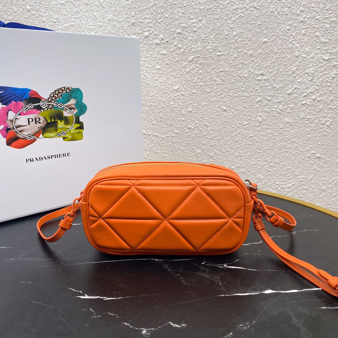 Pra*a mini spectrum quilted nappa leather orange 1dh046 10 x 19 x 5.5 cm