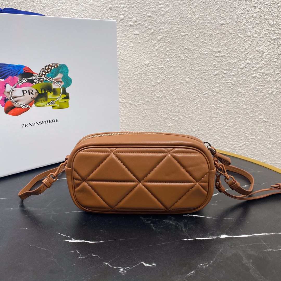 Pra*a mini spectrum quilted nappa leather brown 1dh046 10 x 19 x 5.5 cm