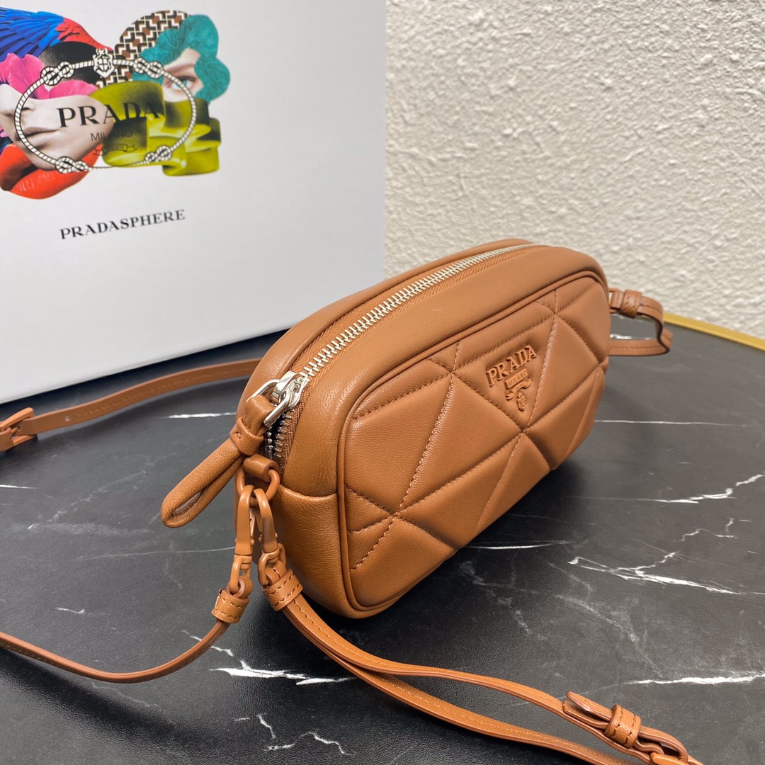 Pra*a mini spectrum quilted nappa leather brown 1dh046 10 x 19 x 5.5 cm