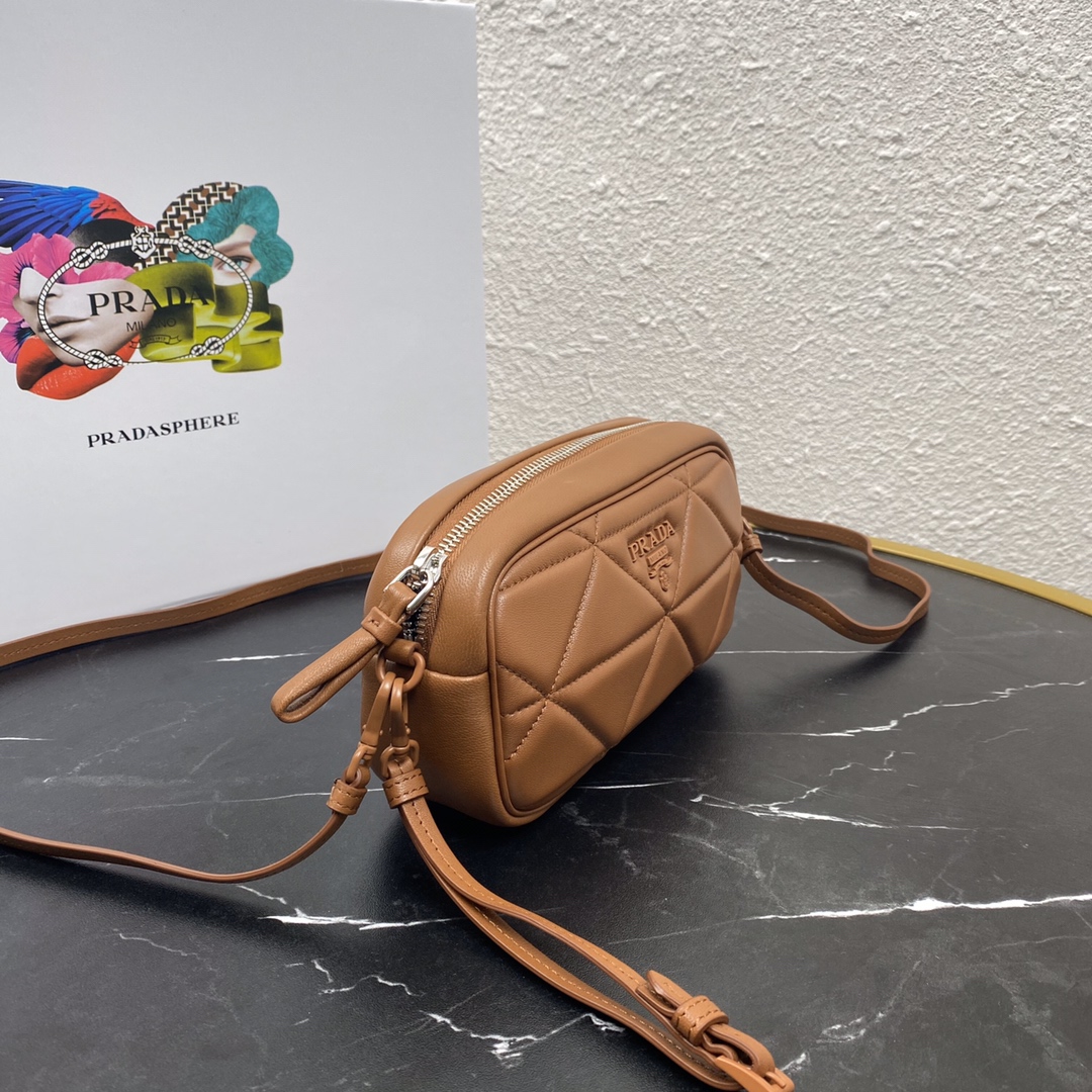 Pra*a mini spectrum quilted nappa leather brown 1dh046 10 x 19 x 5.5 cm