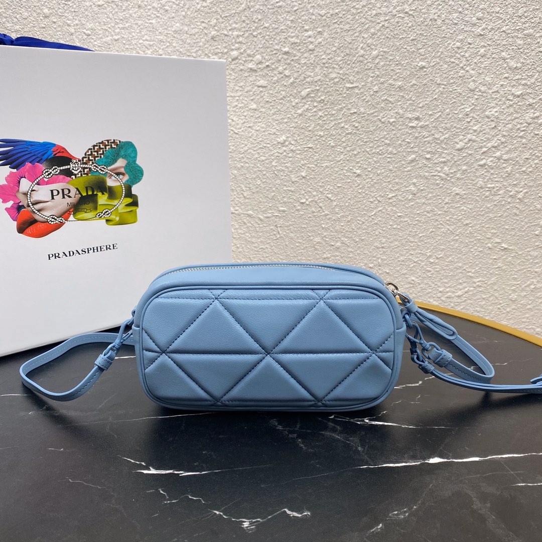 Pra*a mini spectrum quilted nappa leather blue 1dh046 10 x 19 x 5.5 cm