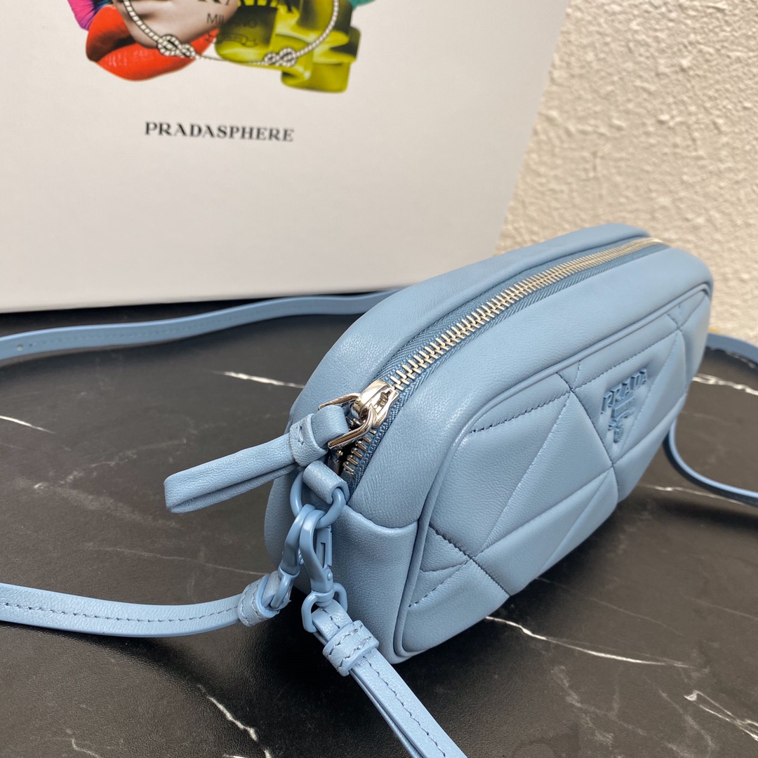 Pra*a mini spectrum quilted nappa leather blue 1dh046 10 x 19 x 5.5 cm