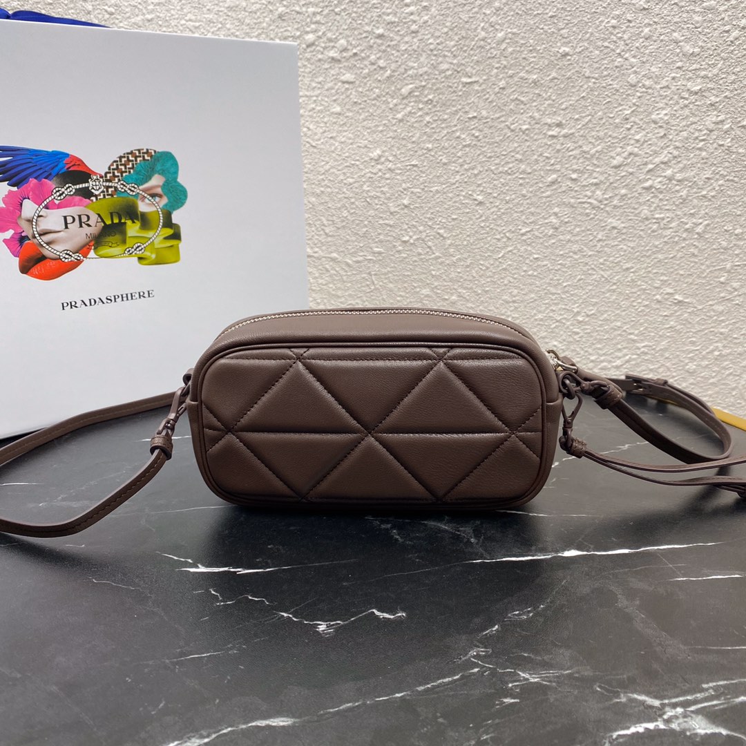 Pra*a mini spectrum quilted nappa leather dark brown 1dh046 10 x 19 x 5.5 cm