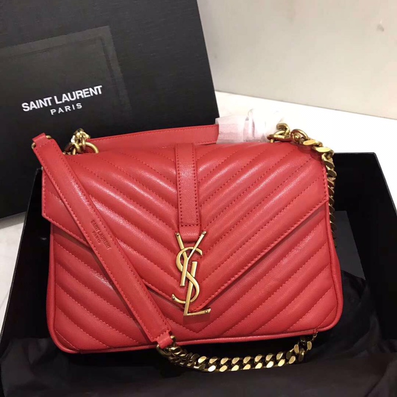 Y51 medium college in matelassÉ leather red 600279 24 x 17 x 7 cm