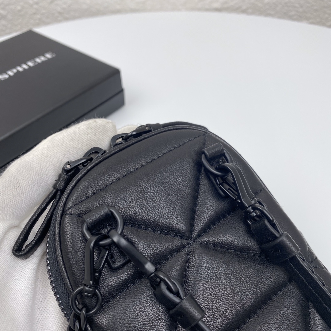 Pra*a mini spectrum quilted nappa leather black 1dh030 10.5 x 18 cm