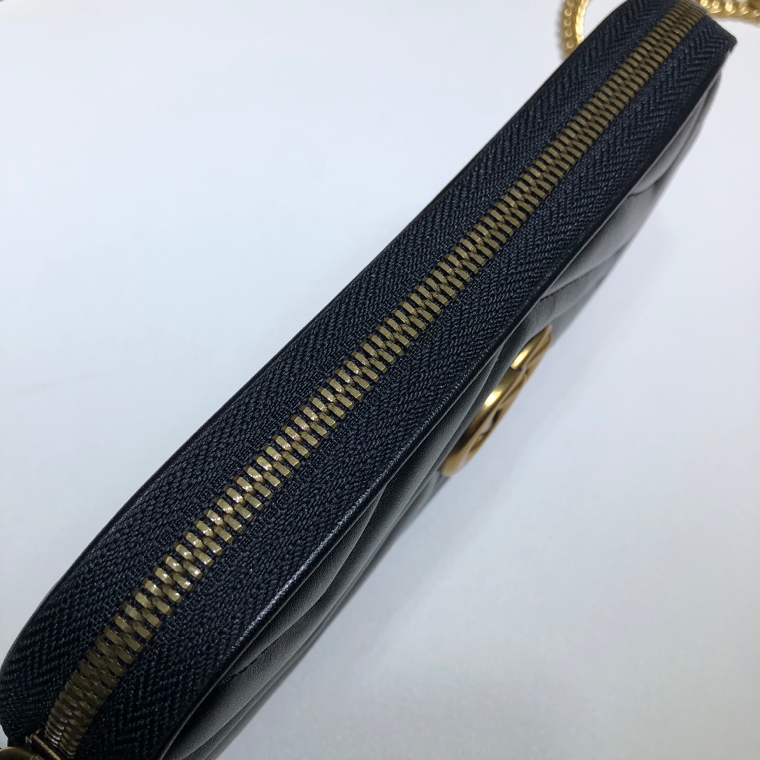 Gvc*1 gg marmont crossbody bag leather black 598596 19 x 10 cm