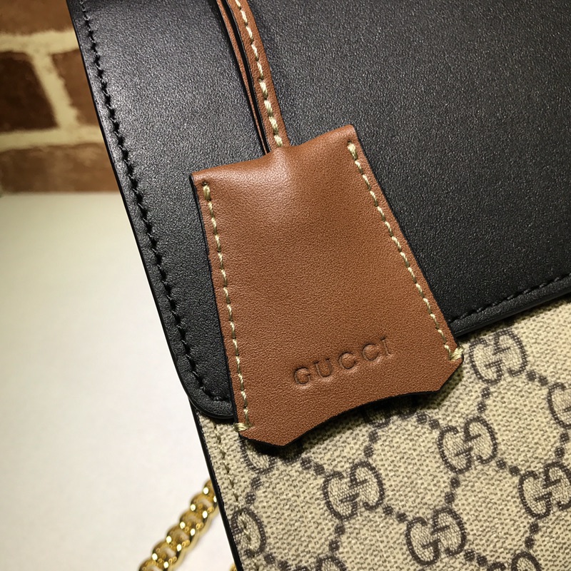 Gvc*1 medium padlock gg svp*me shoulder bag black leather top 409486 30 x 19 x 10 cm