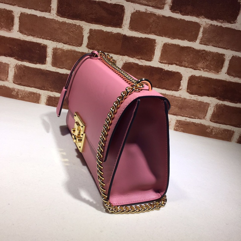 Gvc*1 medium padlock shoulder bag leather pink 409486 30 x 19 x 10 cm