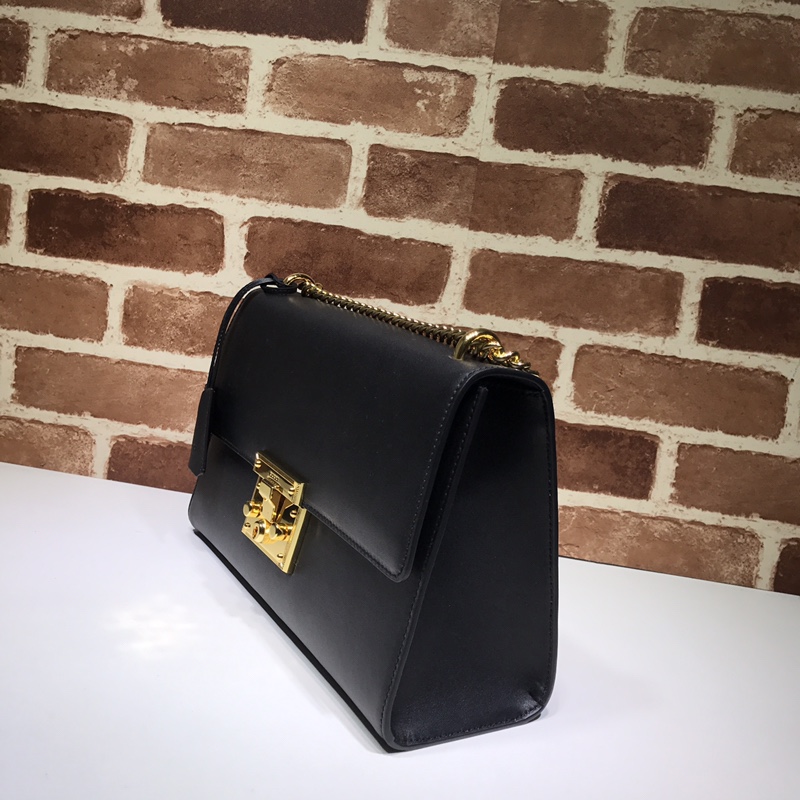 Gvc*1 medium padlock shoulder bag leather black 409486 30 x 19 x 10 cm