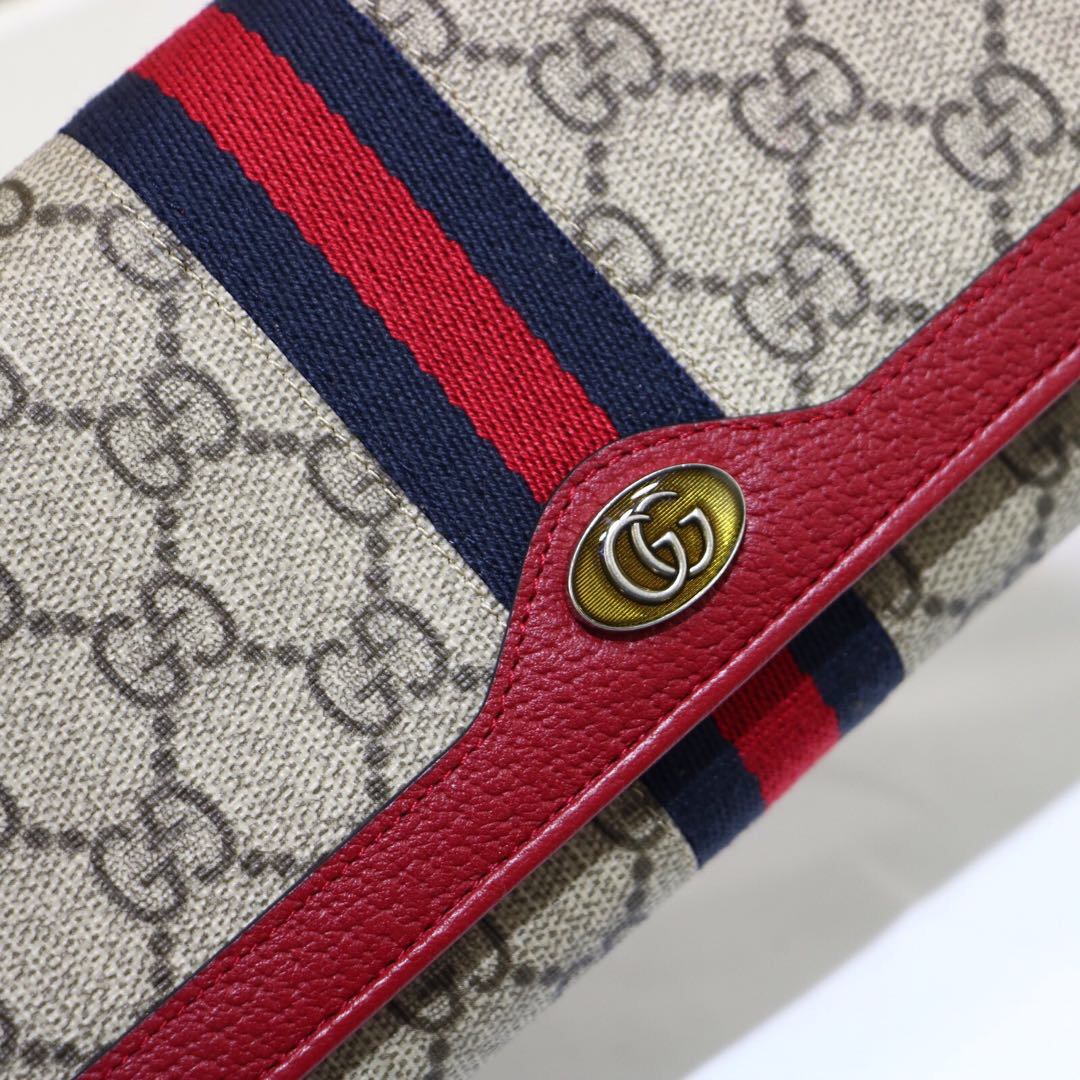 Gvc*1 ophidia gg chain wallet ebony gg svp*me canvas and red 546592 19 x 10 x 3.5 cm