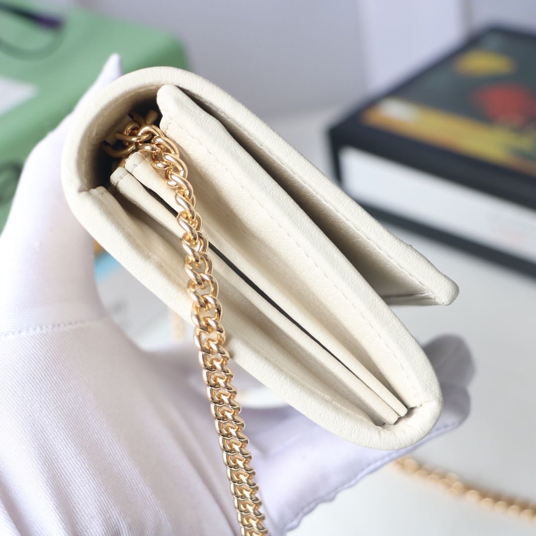 Gvc*1 ophidia gg chain wallet leather white 546592 19 x 10 x 3.5 cm
