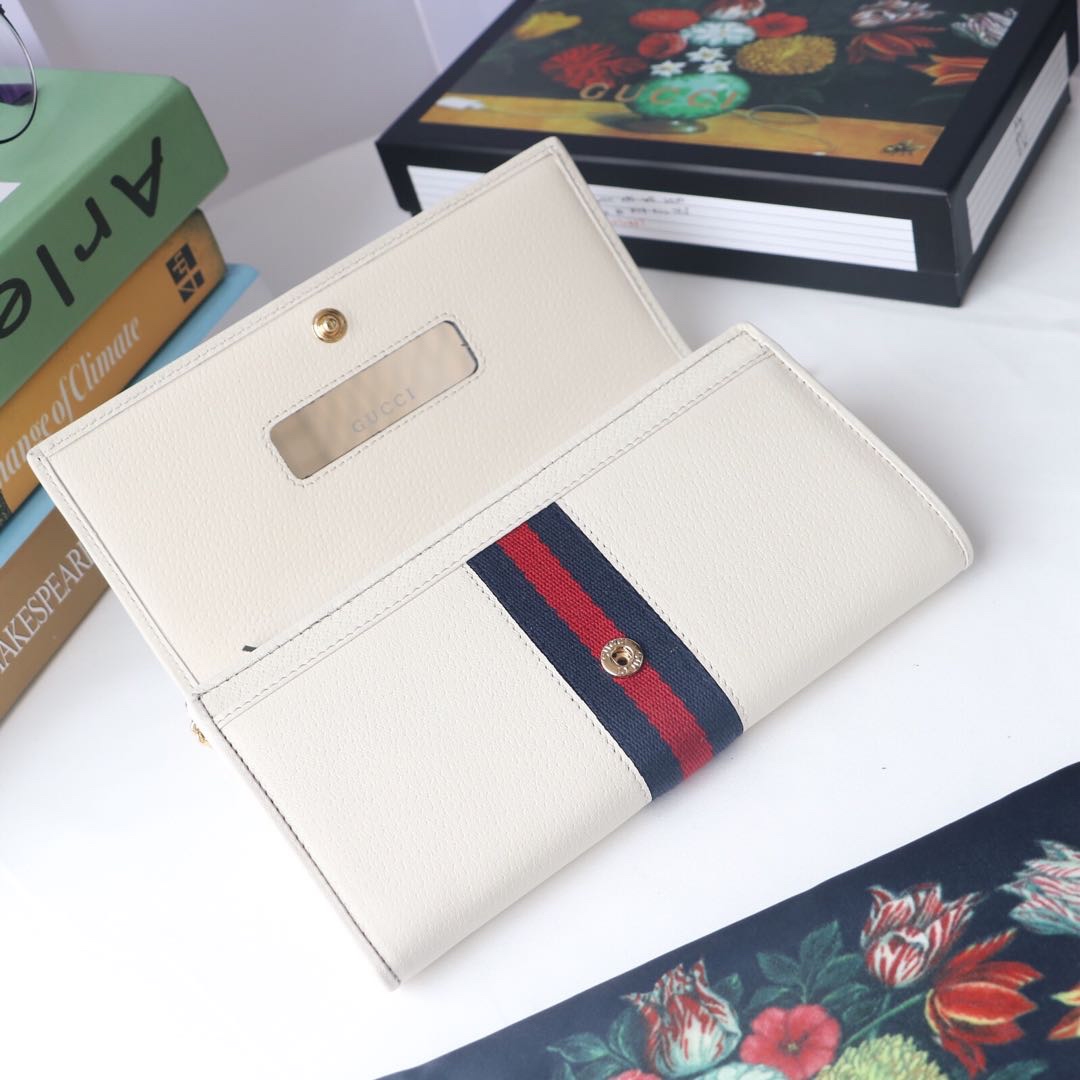 Gvc*1 ophidia gg chain wallet leather white 546592 19 x 10 x 3.5 cm