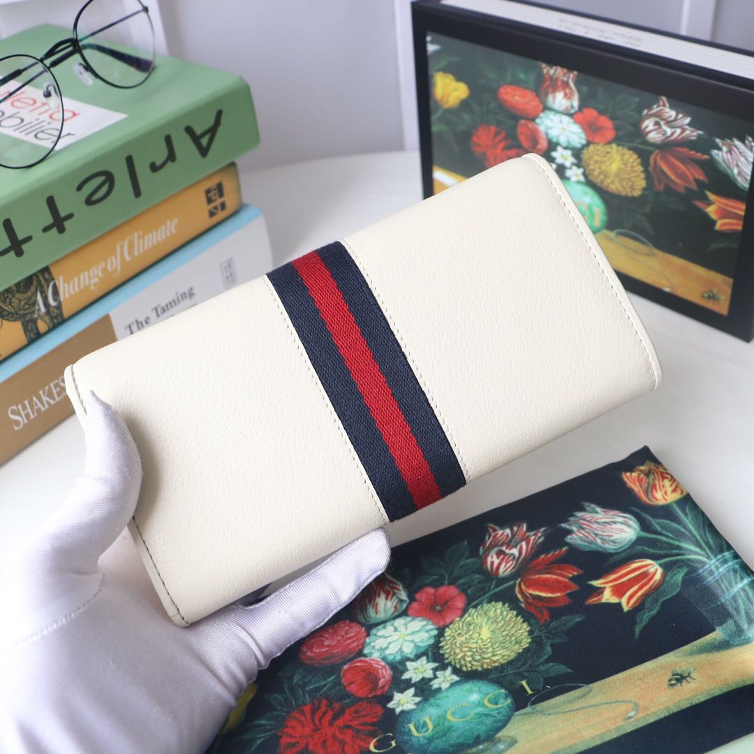 Gvc*1 ophidia gg chain wallet leather white 546592 19 x 10 x 3.5 cm