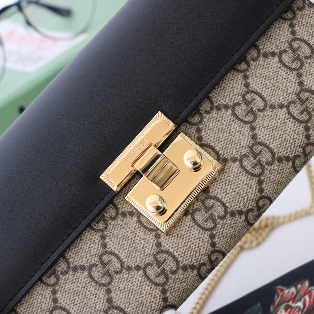 Gvc*1 padlock continental wallet ebony gg svp*me canvas black leather top 453506 19 x 10 x 3.5 cm