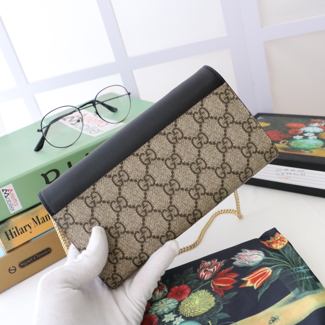 Gvc*1 padlock continental wallet ebony gg svp*me canvas black leather top 453506 19 x 10 x 3.5 cm