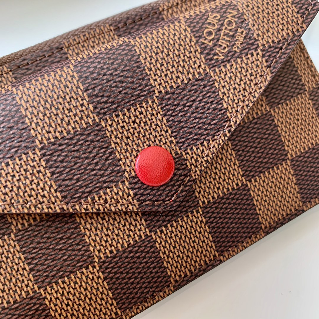 l0vis Vvtt0n card holder recto verso damier ebene canvas red n60405 13 cm