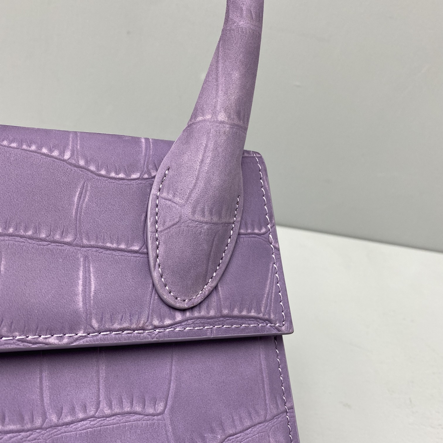 JACQUEMUS SMALL Le Chiquito Crocodile Leather Purple 213BA02 18 x 15.5 x 8 cm