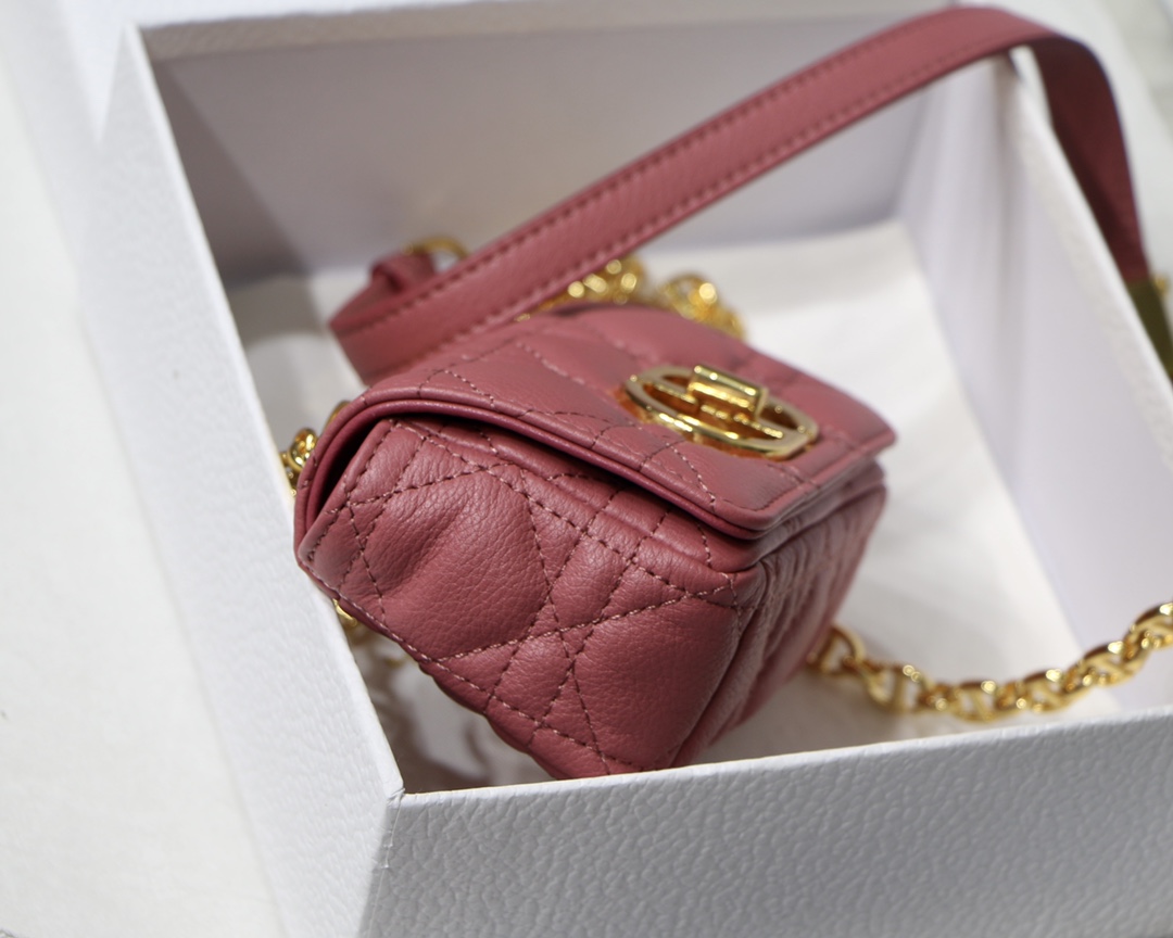 d10r micro caro bag S*pple cannage calfskin pink s2022 13 x 8 x 4 cm