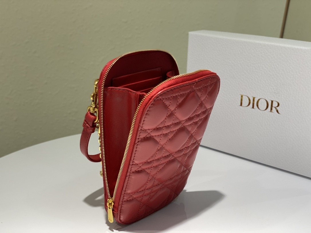 D10r lady D10r phone holder cannage lambskin red s0872 18 cm