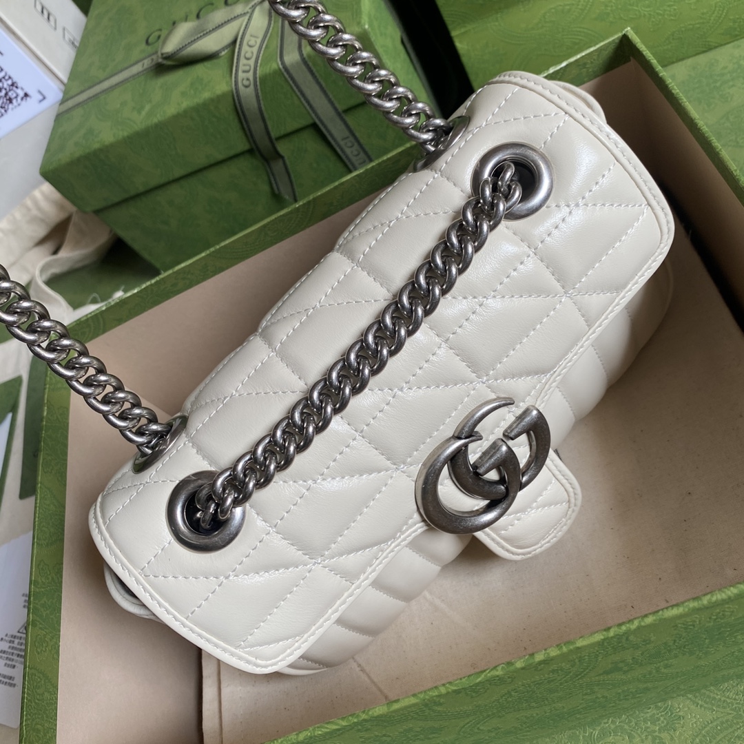 Gvc*1 mini gg marmont shoulder bag white black metal 446744 23 x 14 x 6 cm