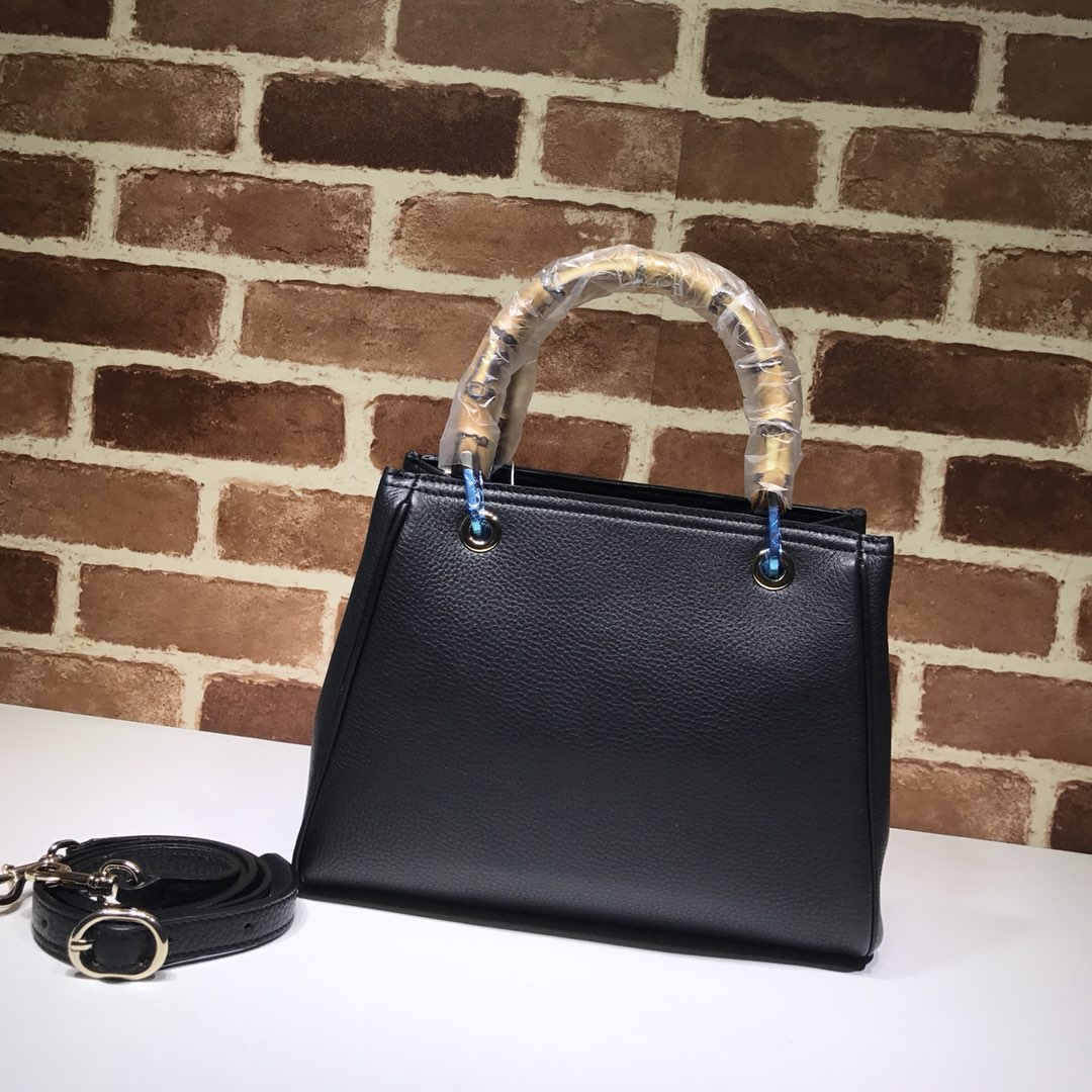 Gvc*1 bamboo shopper leather tote black 336032 28 x 22 x 12 cm