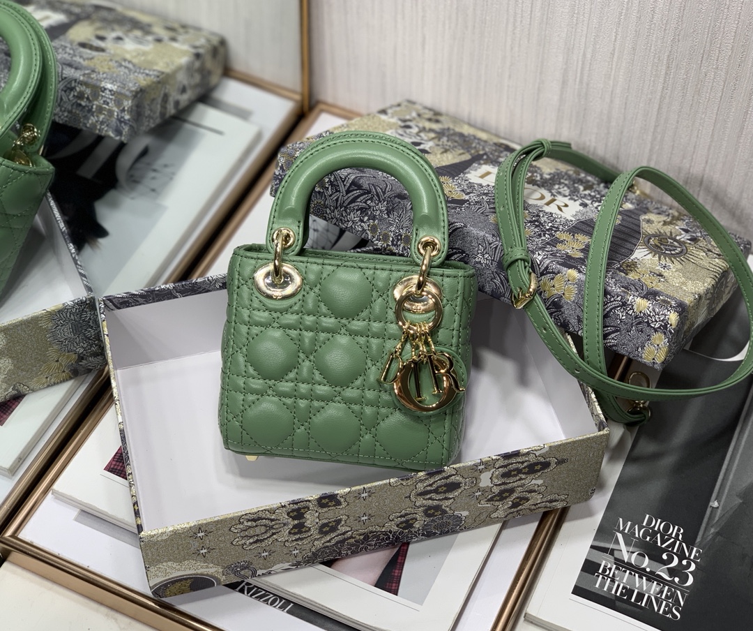 D10r micro lady D10r bag lambskin dark mint s0856 12cm