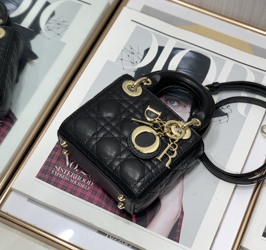 D10r micro lady D10r bag lambskin black s0856 12cm