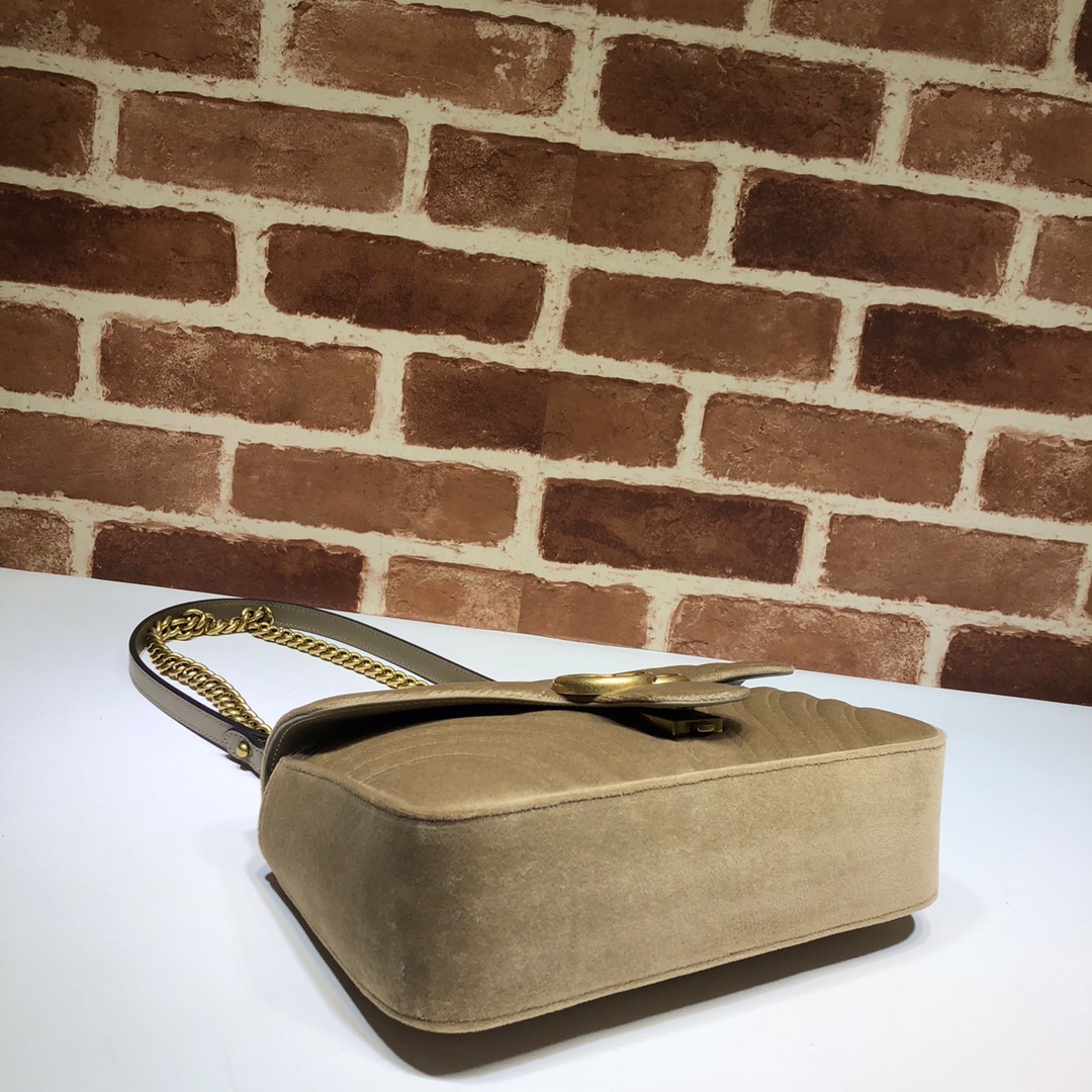 Gvc*1 gg marmont small shoulder bag velvet light beige 443497 26 x 15 x 7 cm
