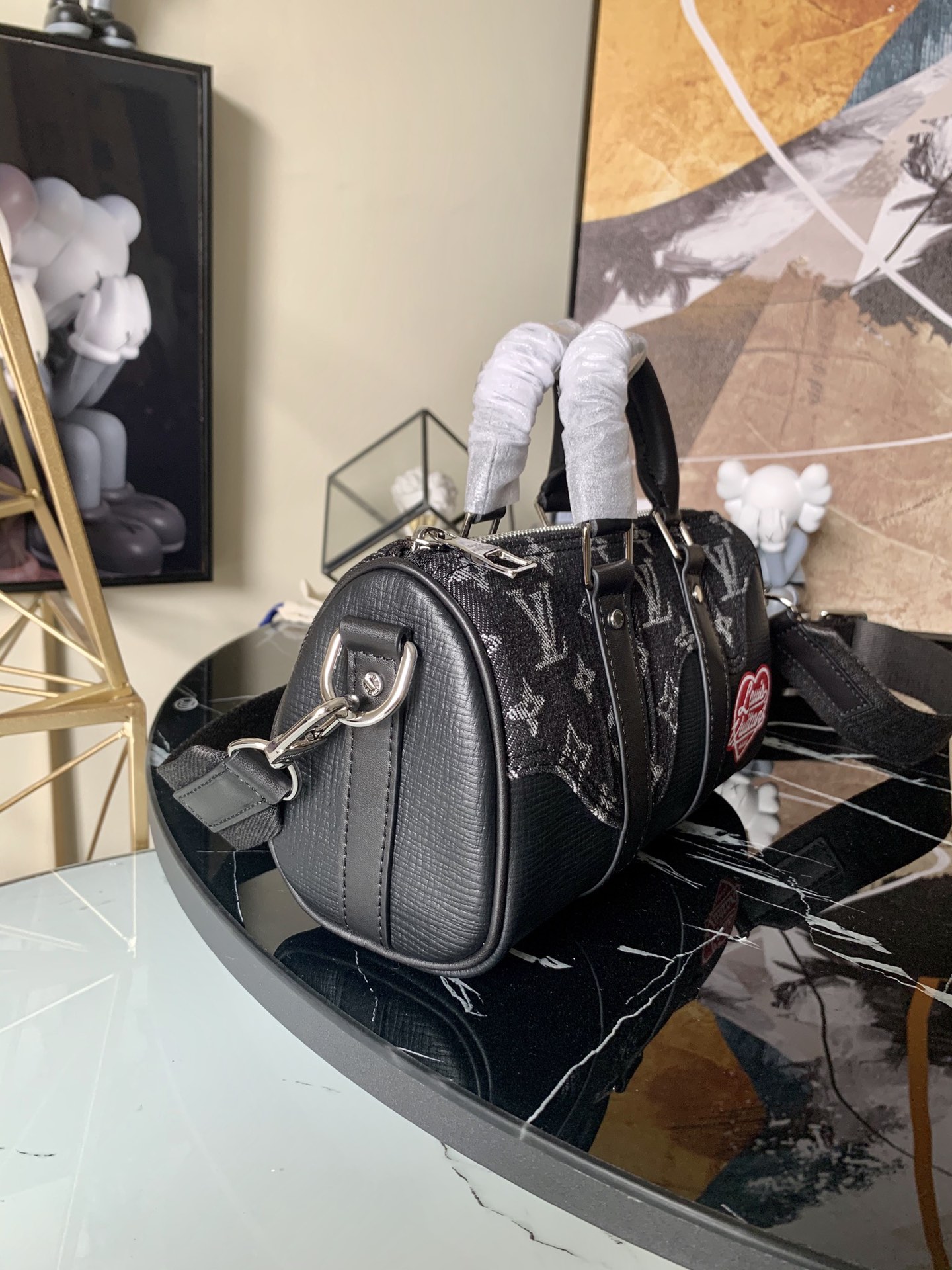 l0vis Vvtt0n keepol xs monogram denim black m81011 20 x 10 x 5 cm
