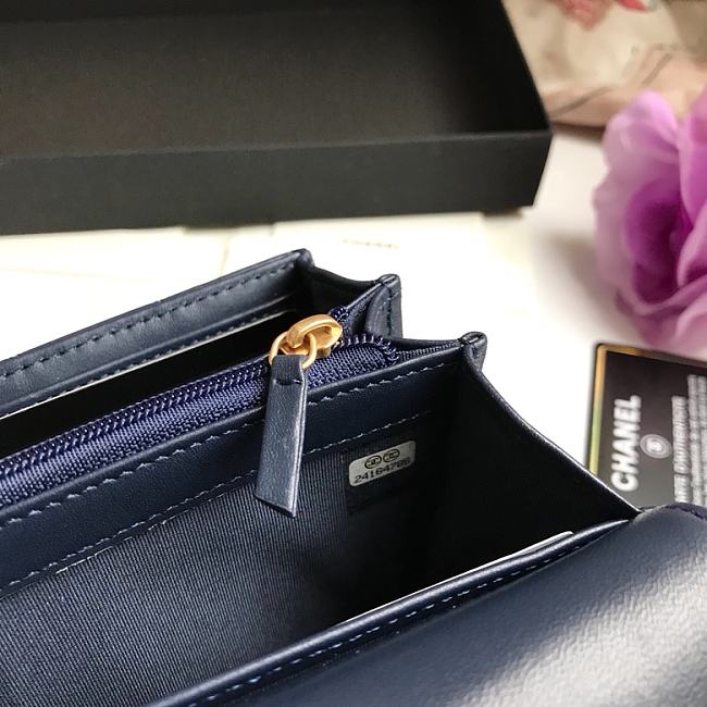 Ch**el long wallet smooth leather navy a80286 19 x 10.5 x 3 cm