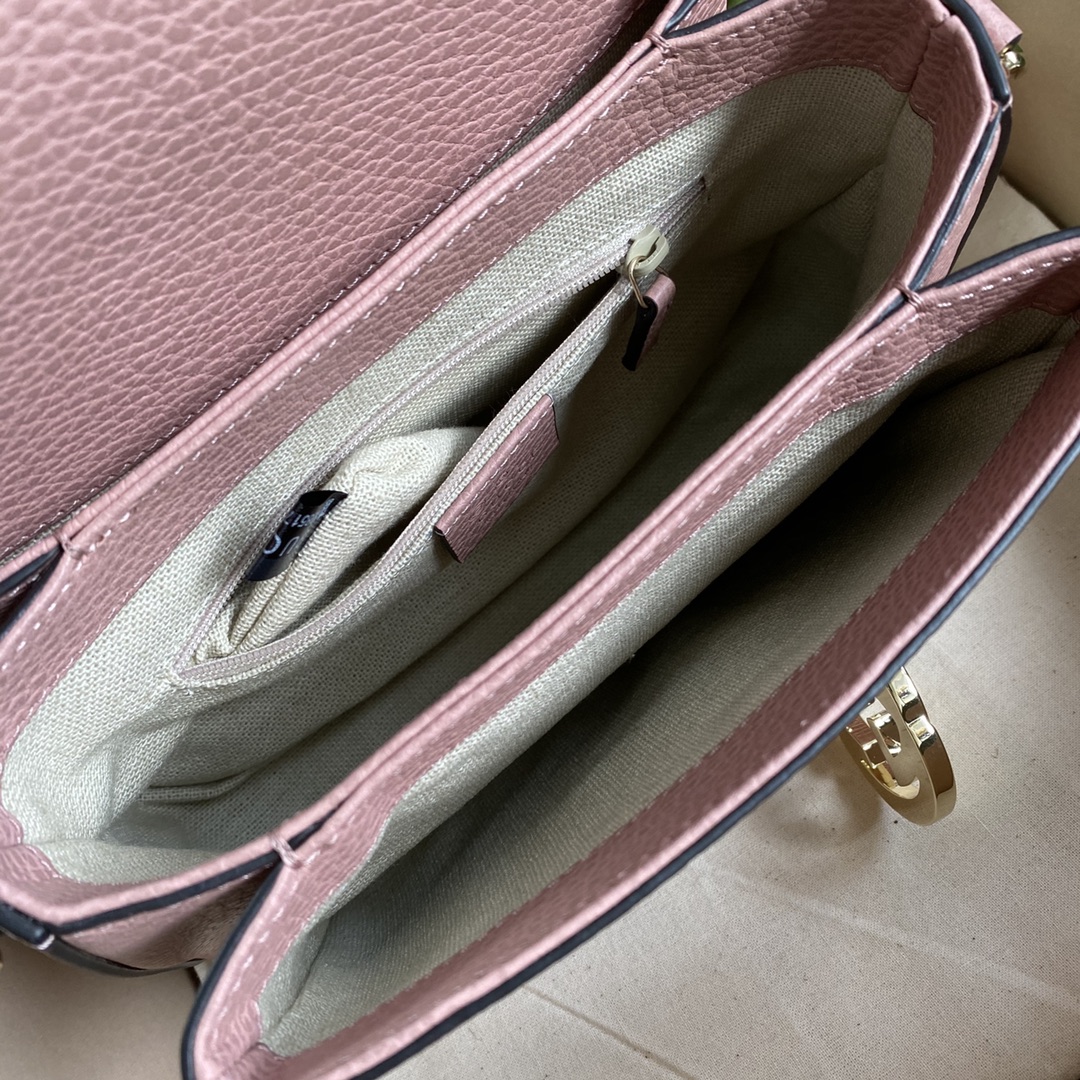 Gvc*1 interlocking g leather crossbody bag pink 607720 22 x 15 x 7 cm