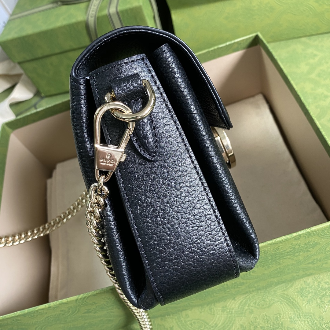 Gvc*1 interlocking g leather crossbody bag black 607720 22 x 15 x 7 cm