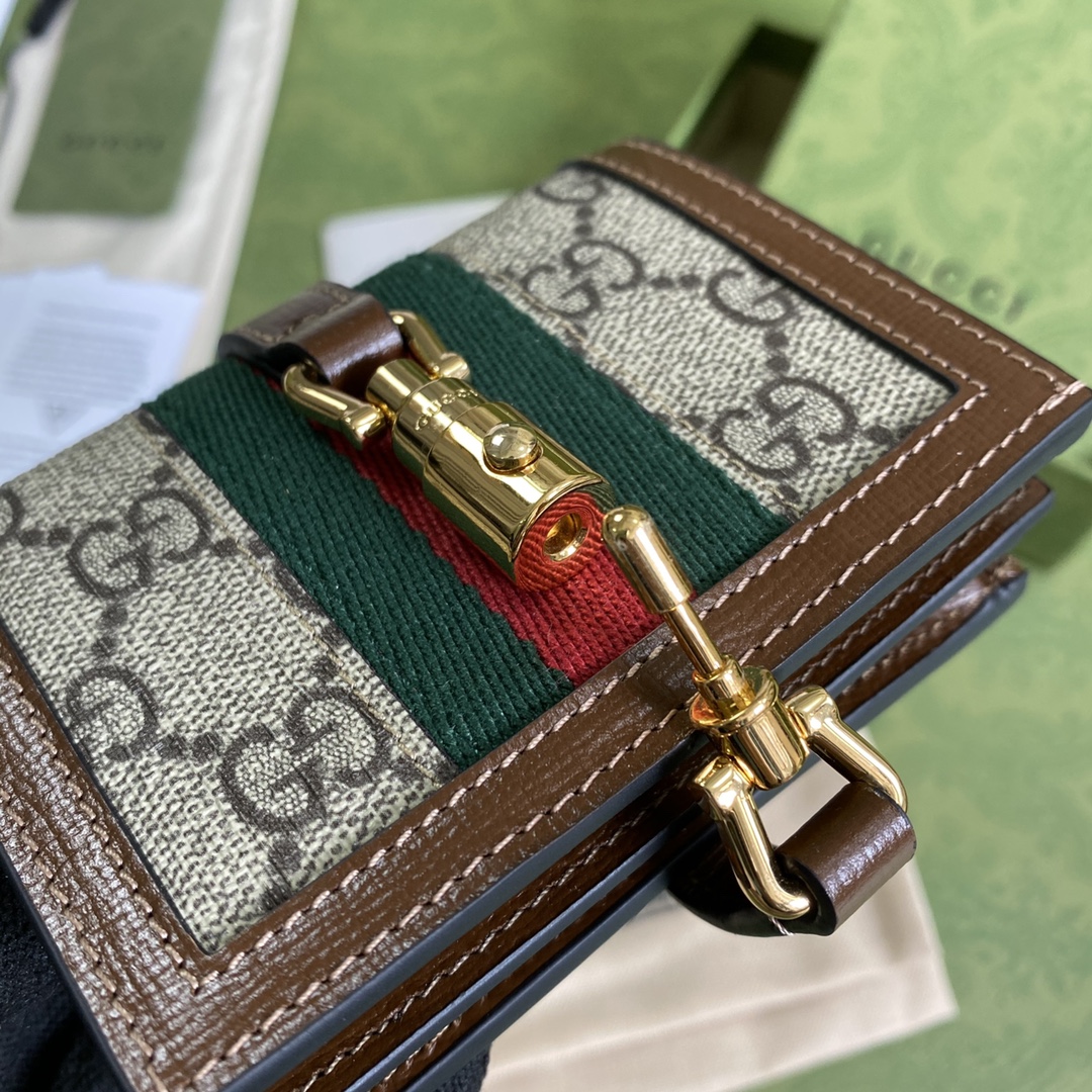 Gvc*1 jackie 1961 card case wallet gg svp*me canvas beige 645536 11 × 8.5 x 3 cm