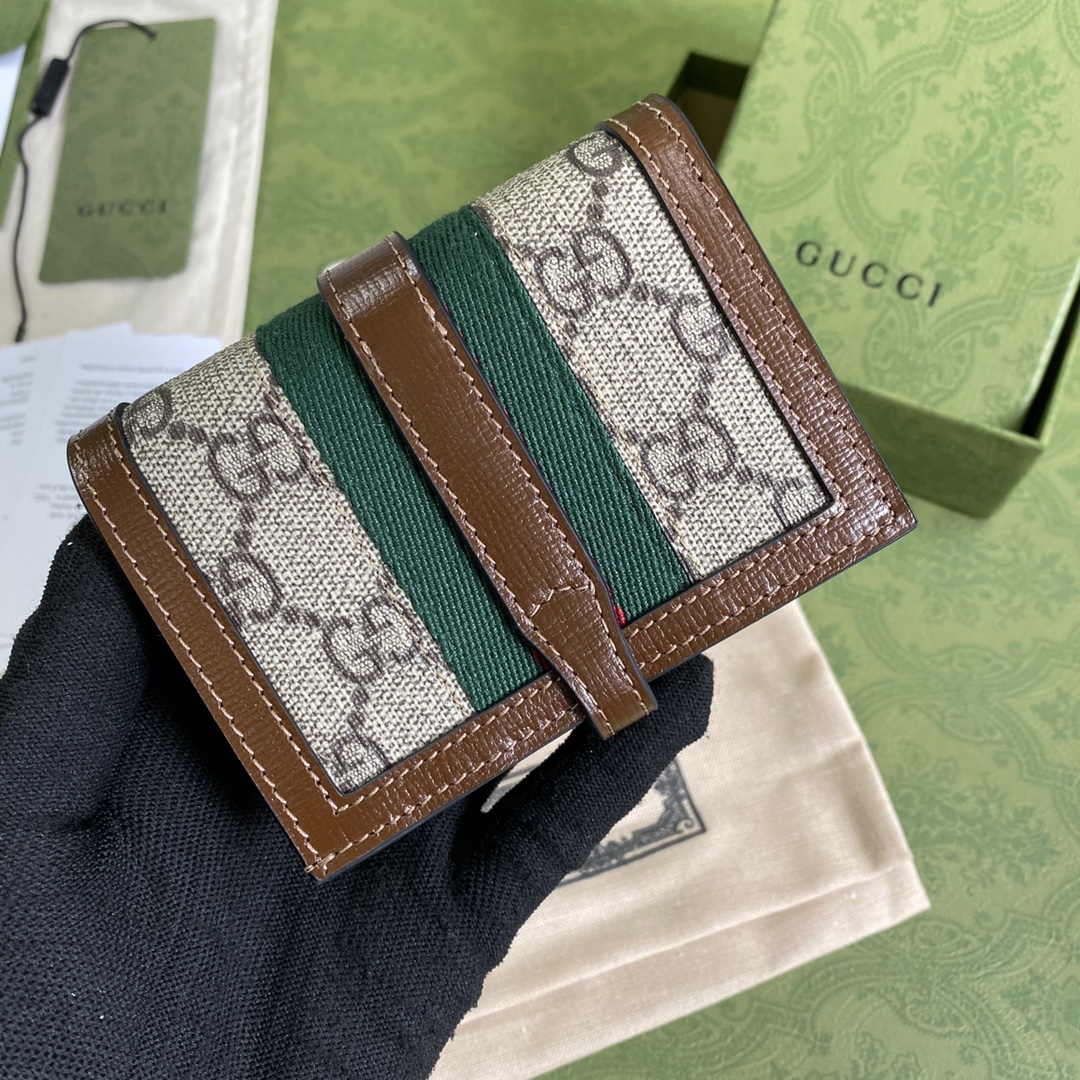 Gvc*1 jackie 1961 card case wallet gg svp*me canvas beige 645536 11 × 8.5 x 3 cm