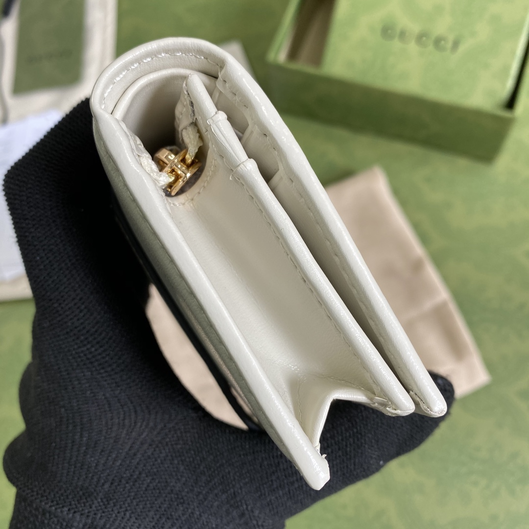 Gvc*1 jackie 1961 card case wallet gg white 645536 11 × 8.5 x 3 cm