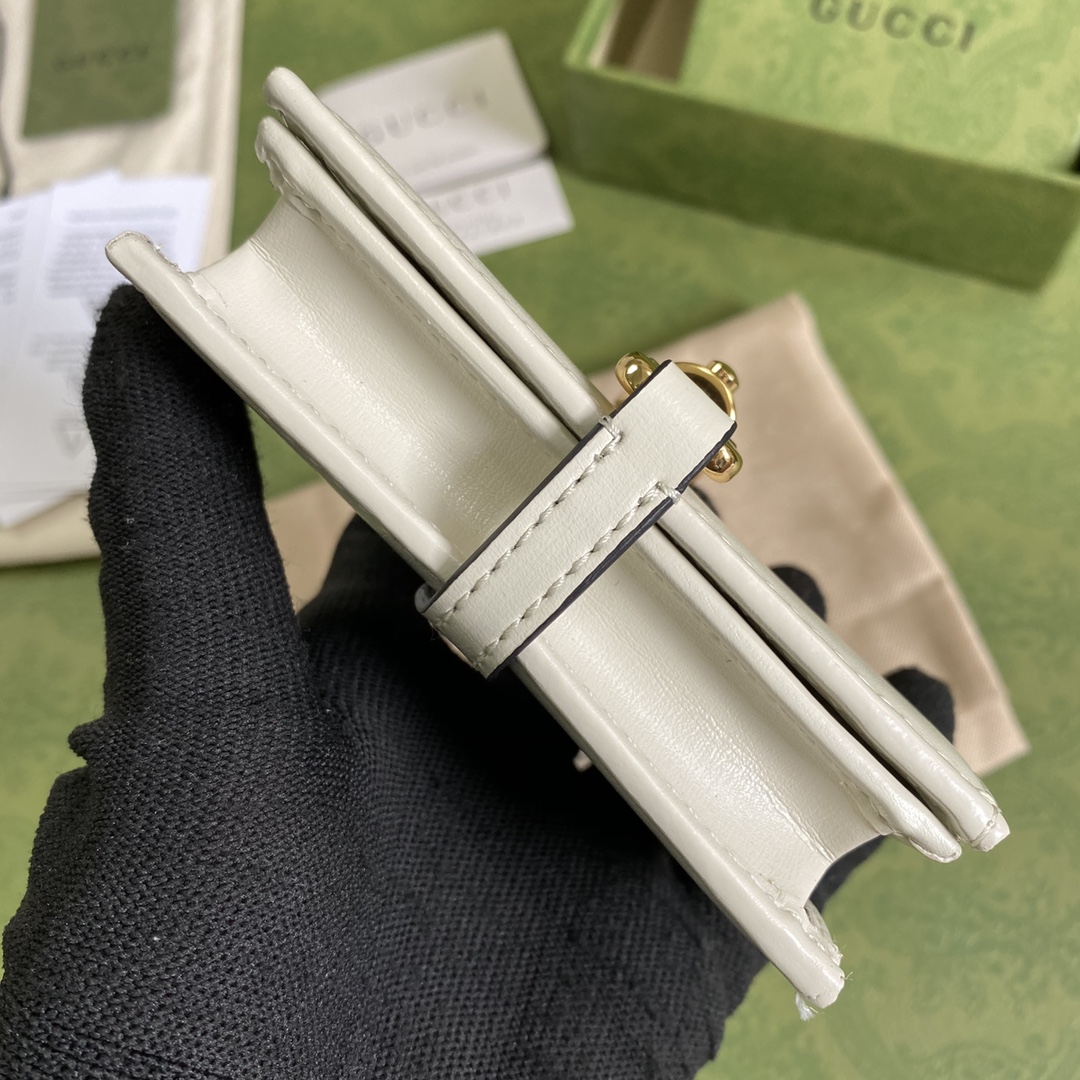 Gvc*1 jackie 1961 card case wallet gg white 645536 11 × 8.5 x 3 cm