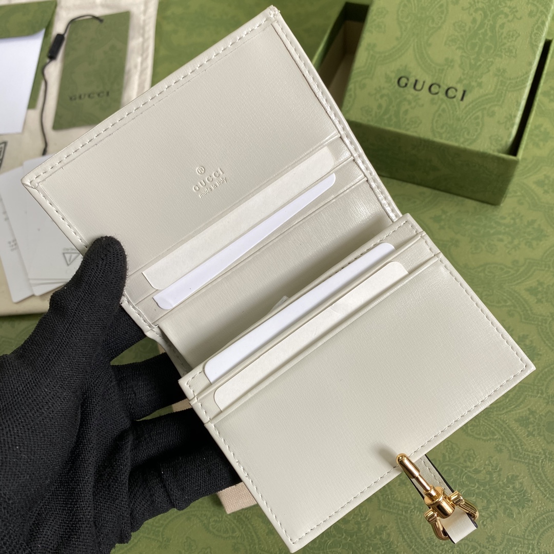 Gvc*1 jackie 1961 card case wallet gg white 645536 11 × 8.5 x 3 cm