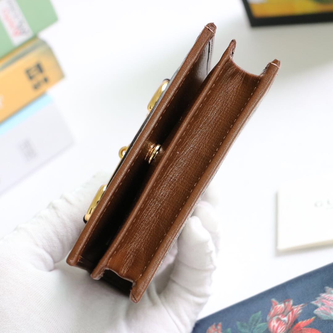 Gvc*1 horsebit 1955 card case wallet canvas brown 621887 11 x 8.5 x 3 cm