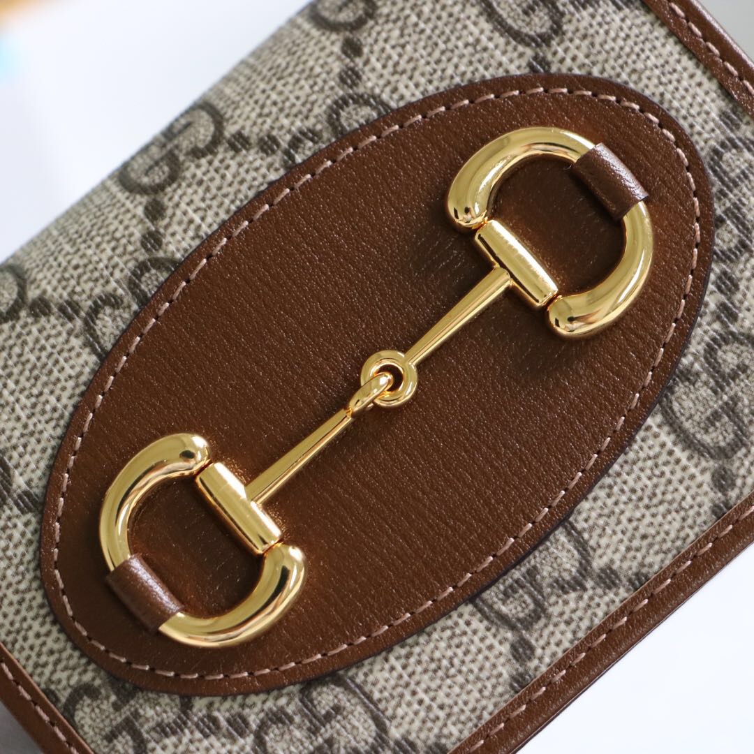 Gvc*1 horsebit 1955 card case wallet canvas brown 621887 11 x 8.5 x 3 cm